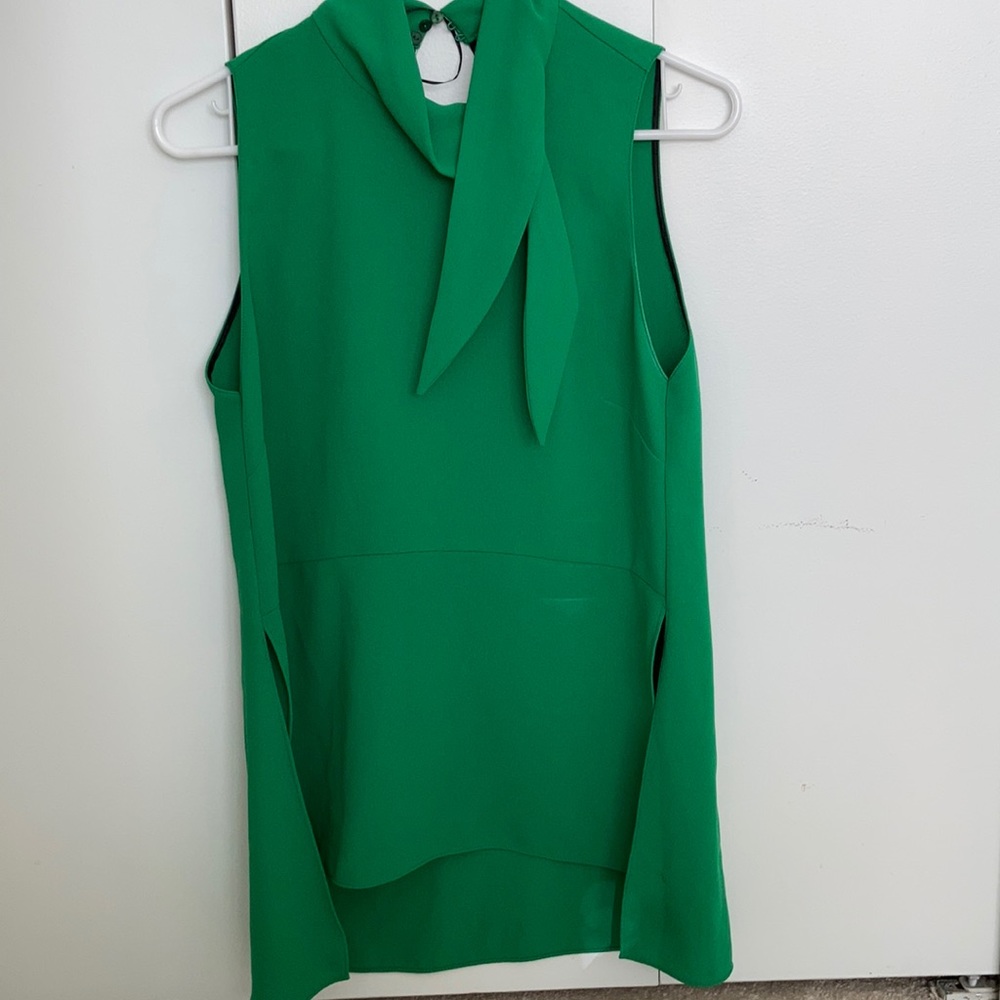 New Zara green blouse with neck tie